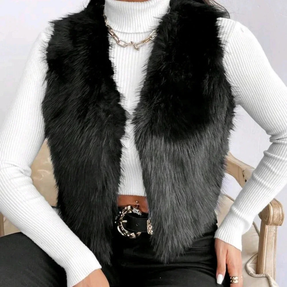 Open Front Fuzzy Vest Coat - Picture 5 of 6